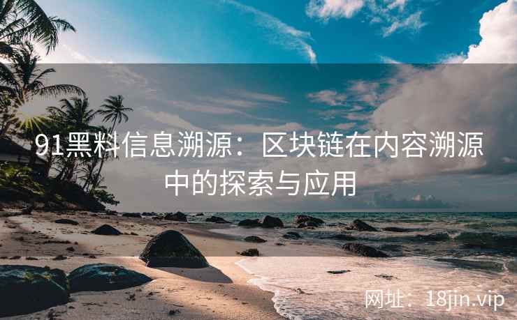 91黑料信息溯源：区块链在内容溯源中的探索与应用