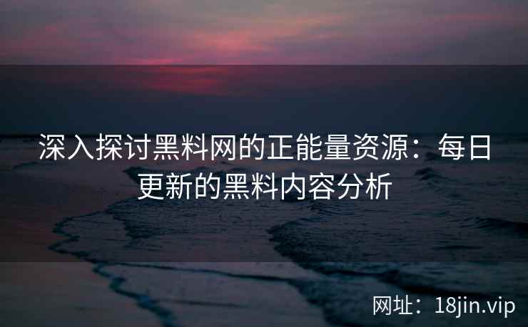 深入探讨黑料网的正能量资源：每日更新的黑料内容分析