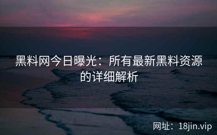黑料网今日曝光：所有最新黑料资源的详细解析